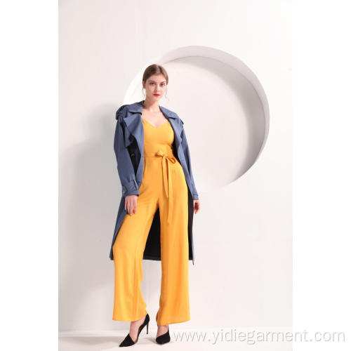 China Women Yellow Color Wide Leg Cami Jumpsuit Manufactory